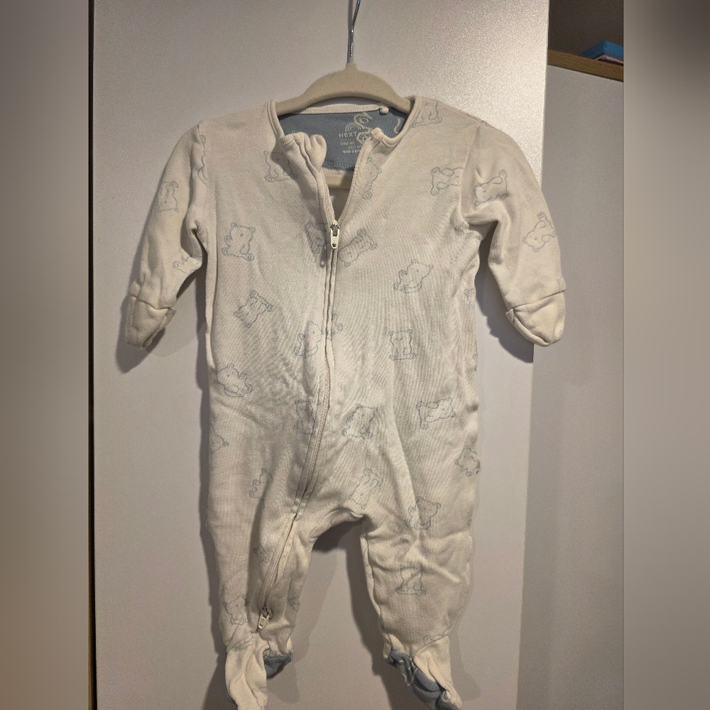 Next Cream Bear Print Footie